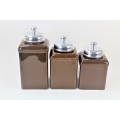 60003-BROWN 3PC. CERAMIC LARGE CANISTER SET WITH LIDS